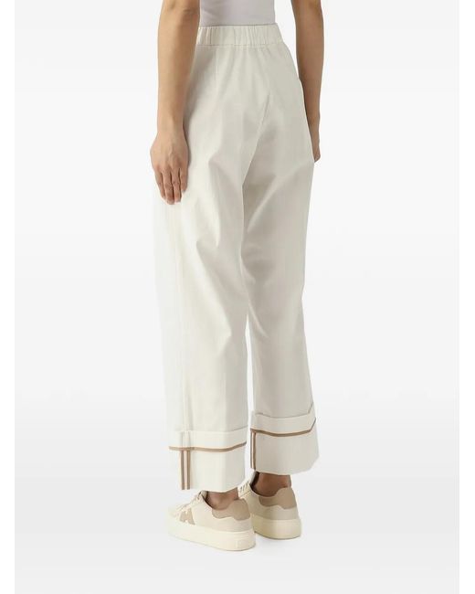 Herno White Piped-Trim Turn-Up Trousers