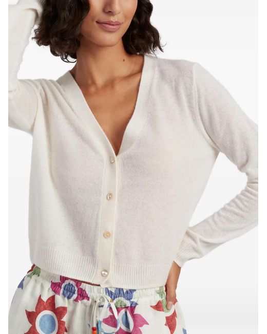 Chinti & Parker White Kaschmircardigan Mit V-Ausschnitt