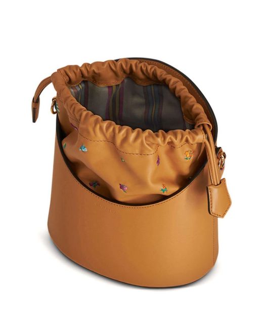 Etro Brown Medium Saturno Leather Bucket Bag