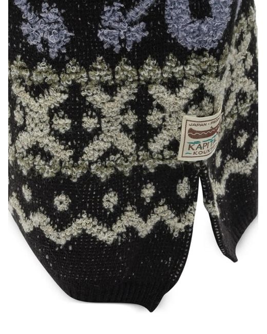 Kapital Black Patterned Balaclava for men