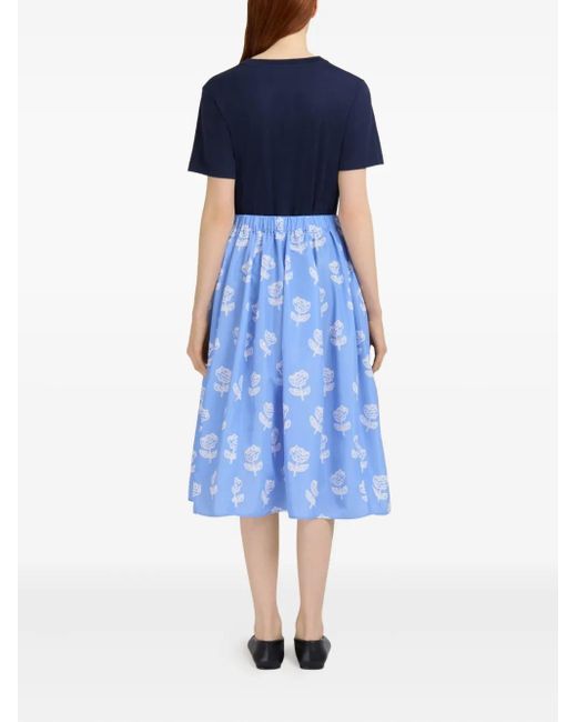Marni Midi-Jurk Met Bloemenprint in het Blue