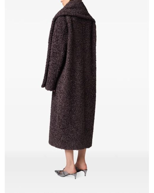 MSGM Red Scarf-Detail Bouclé-Effect Coat