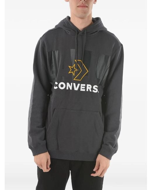 Converse Gray Logo-Print Cotton Hoodie for men