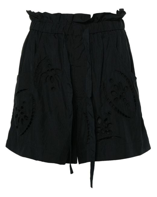 Hidea broderie-anglaise shorts di Isabel Marant in Black