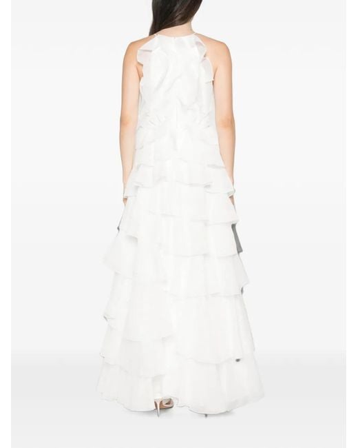 Aje. White Cleo Ruffled Gown Maxi Dress