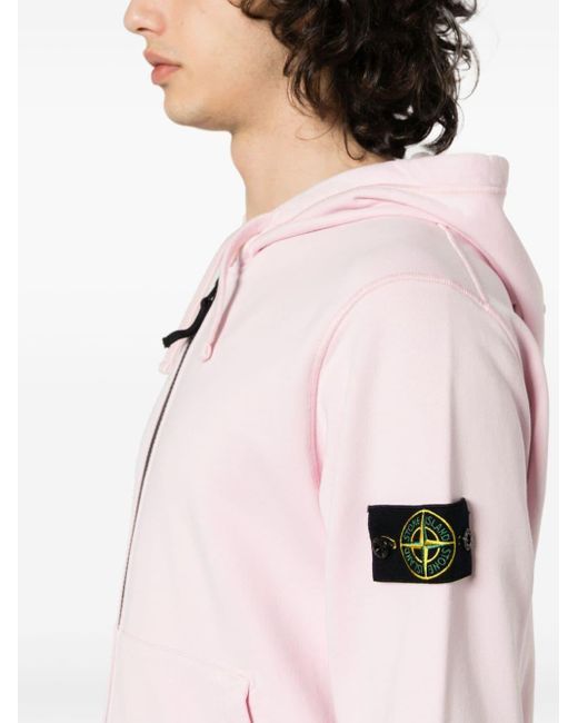 Stone Island Pink Compass-badge Zip-up Hoodie for men