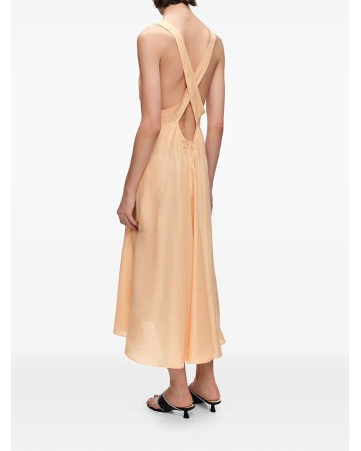 Bimba Y Lola White Silk Cross-Back Dress