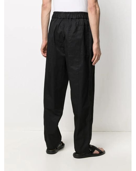 Jil Sander Black Elasticated Waist Wide-Leg Trousers for men
