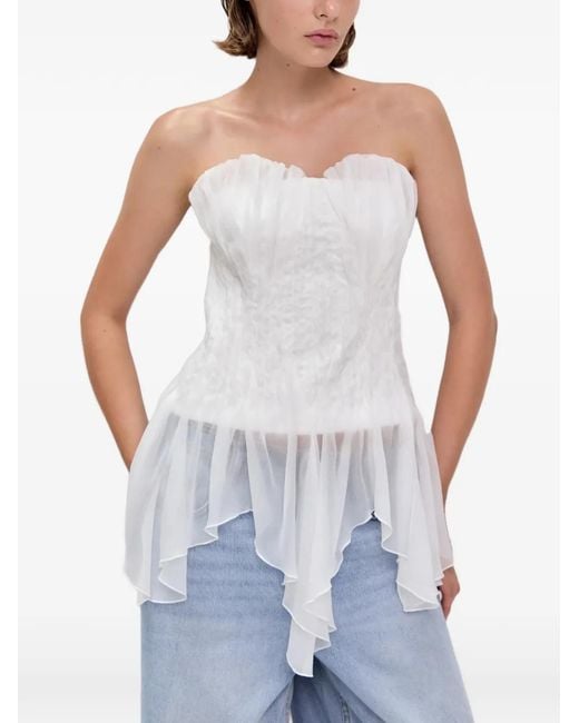 Aje. White Nisha Asymmetric-Hem Top