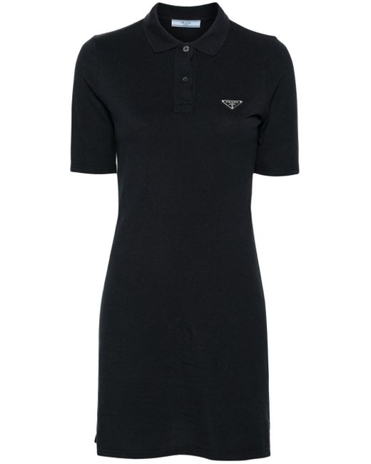 Prada Mini-jurk Met Logoplakkaat in het Black