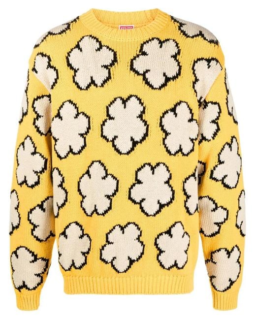 KENZO Yellow Boke Flower Cotton Jumper for men