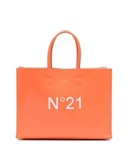 N°21 Orange Horizontal Logo Tote Bag