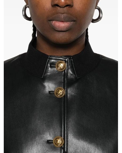Twinset Black Button-Fastening Pocket Jacket