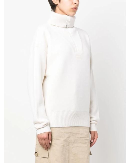 Coperni White Wool-Blend Half-Zip Jumper