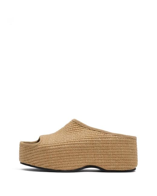 Bimba Y Lola White Natural Raffia Platform Sandals