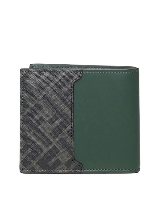 Fendi Green Ff Squared Bifold Wallet for men