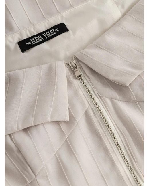 Elena Velez White Off-Shoulder Zip-Front Blouse