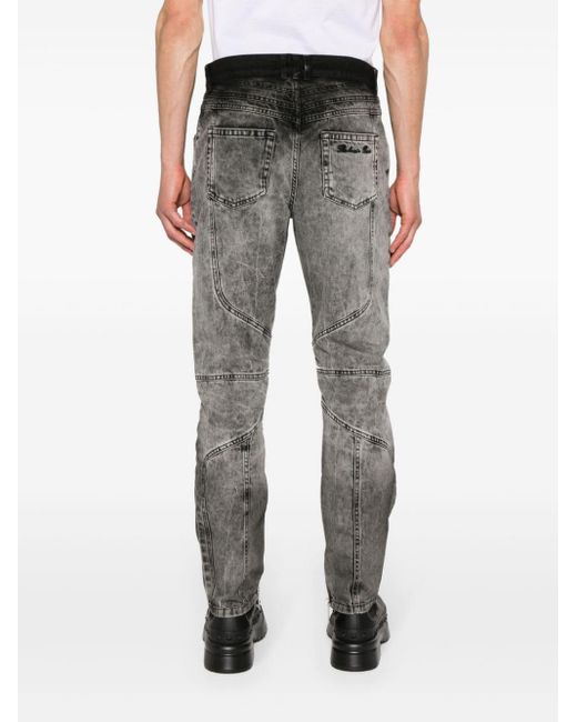 Balmain Halbhohe Slim-Fit-Jeans in Gray für Herren