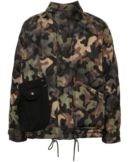 ANDERSSON BELL Black Camouflage Quilted Jacket for men