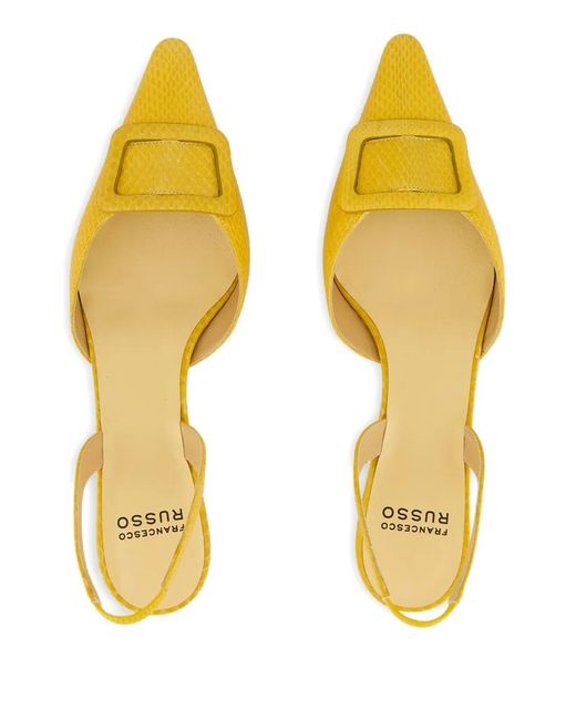 Francesco Russo Yellow 25Mm R1P1011 Buckle Kitten Pumps