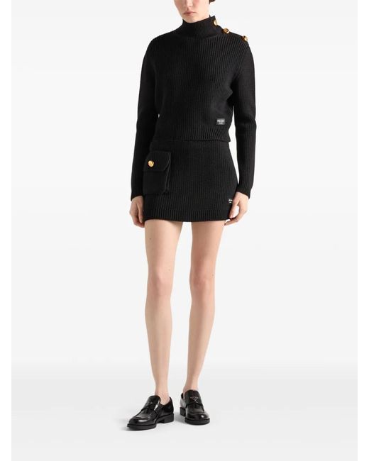 Prada Black Wool Rib-Knit Sweater