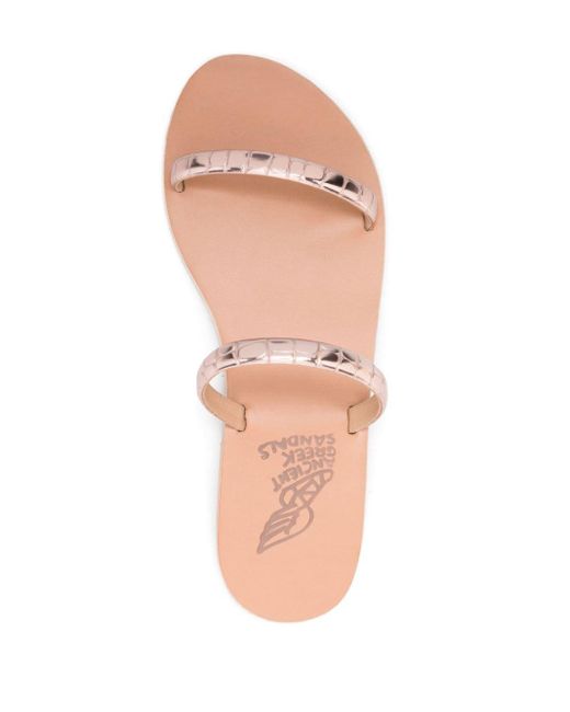 Ancient Greek Sandals White Leather-strap Sandals