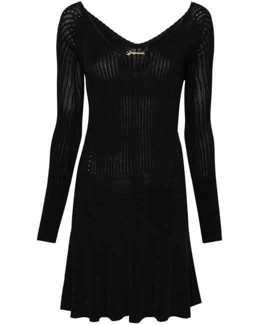Jacquemus Black Elegant Mini Dress With Scalloped Neckline And Cut-Out Detail