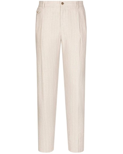Pantalon de costume en lin Dolce & Gabbana pour homme en coloris White