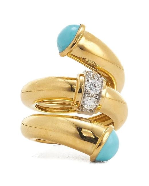 David Webb Metallic And Diamond Pipe Ring