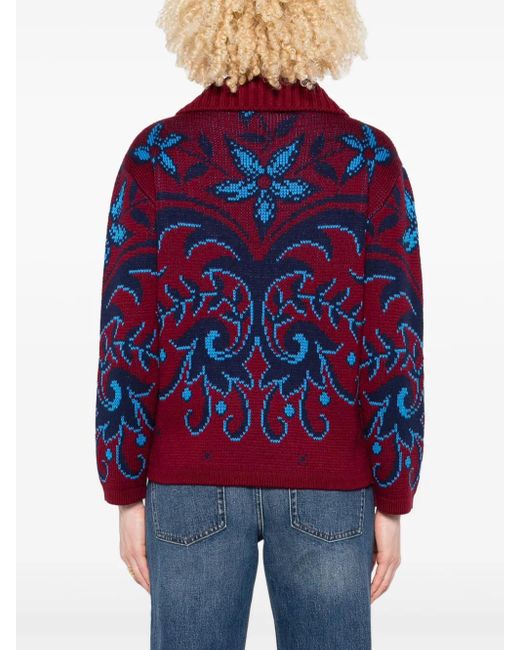 Etro Red Polopullover Aus Woll-Jacquard