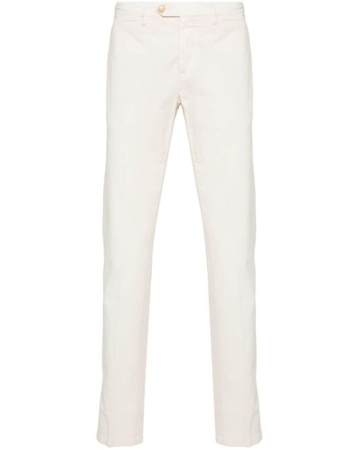 Canali White Pressed-crease Slim-fit Trousers for men