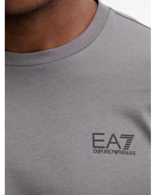 EA7 Gray Logo-Print Short-Sleeve T-Shirt for men