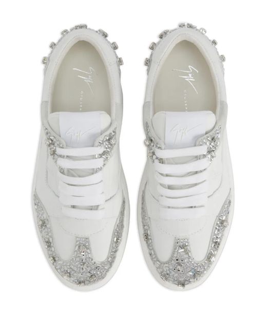 Giuseppe Zanotti White Gz94 Bead-Rhinestone Sneakers for men