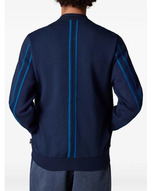 Paul Smith Blue Button Stripes-Detail Bomber Jacket for men
