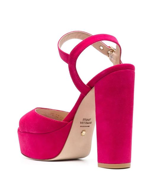 Stuart Weitzman Pink 135Mm Platform Suede Sandals