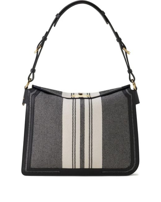 Lanvin Black Compagnon Striped Shoulder Bag