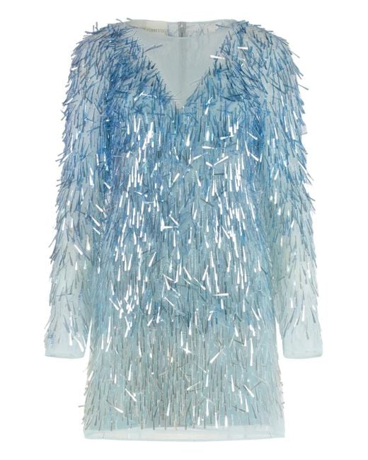 Alberta Ferretti Blue Sequin-Embellished Mini Dress