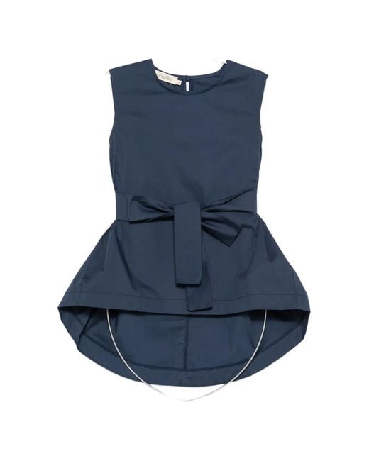 MOUTAKI Blue Sleeveless Tie-Fastening Bouse