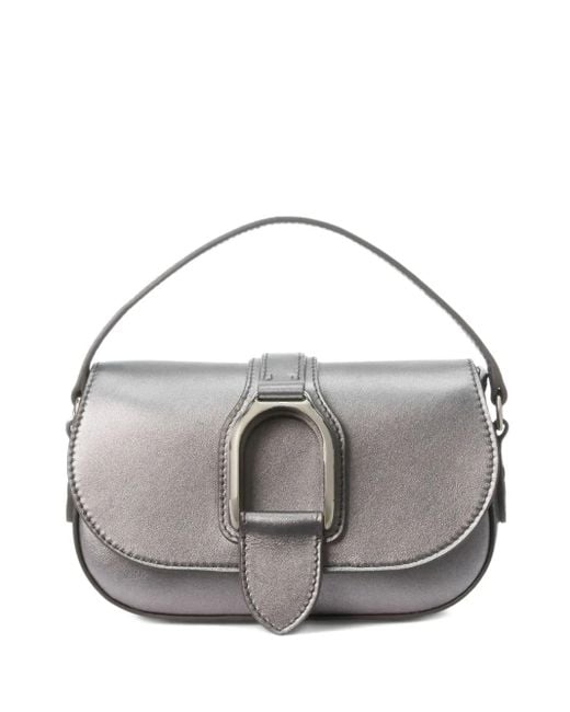 Ralph Lauren Gray Wellington Buckle-Detail Leather Cross Body Bag