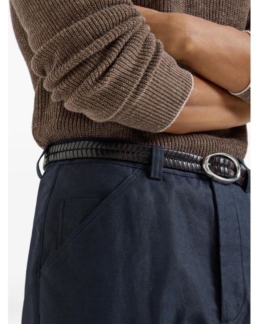 Brunello Cucinelli Blue Belt-Loops Tailored Trousers for men