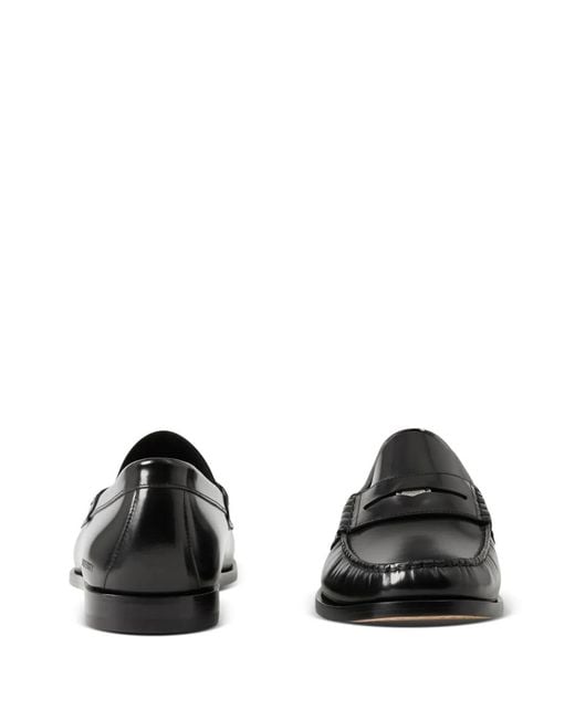 Burberry Black Coin-Detailing Logo-Debossed Leather Penny Loafers for men