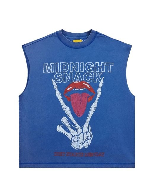 DIET STARTS MONDAY Blue Midnight Snack Graphic-Print Sleeveless T-Shirt for men
