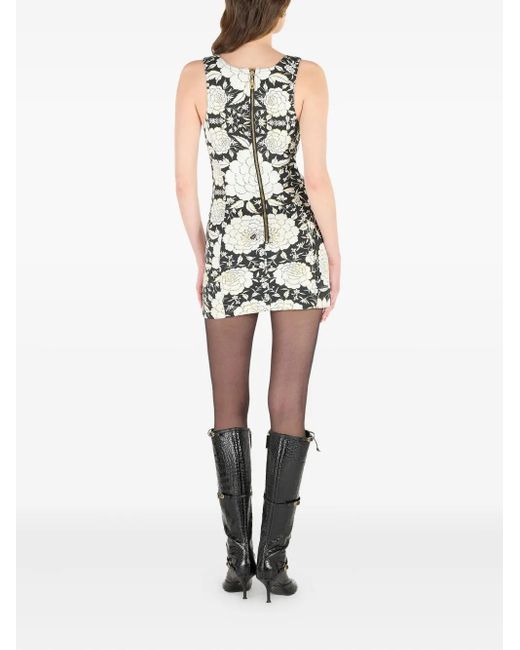 Roberto Cavalli White Floral Lace-Up Mini Dress