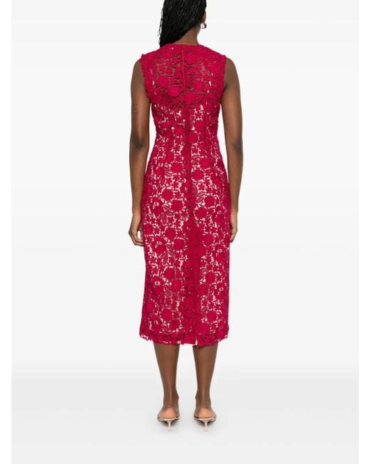 P.A.R.O.S.H. Red Macramé Midi Dress