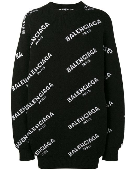 Balenciaga Oversized All over Logo Sweatshirt in Black for Men Lyst UK