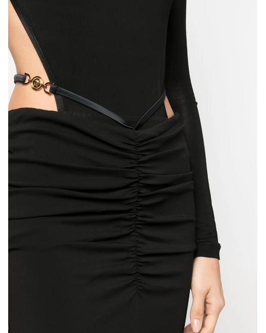 Versace Black Medusa Georgette Midi Skirt