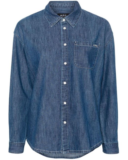 Chemise en jean à logo brodé A.P.C. en coloris Blue