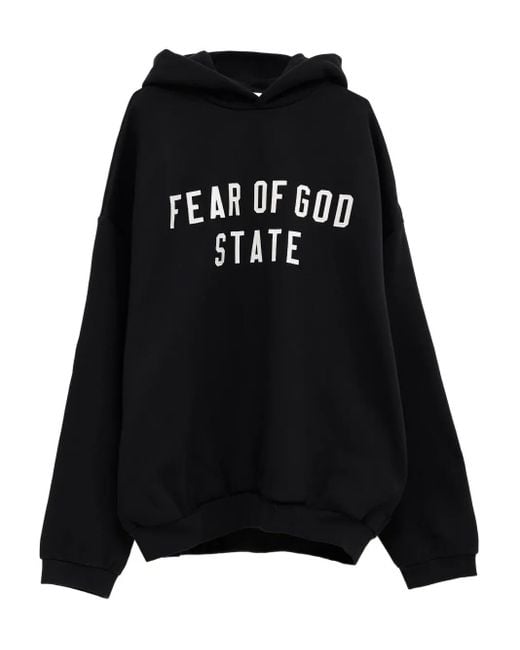 Fear Of God Black Logo-Patch Hoodie for men