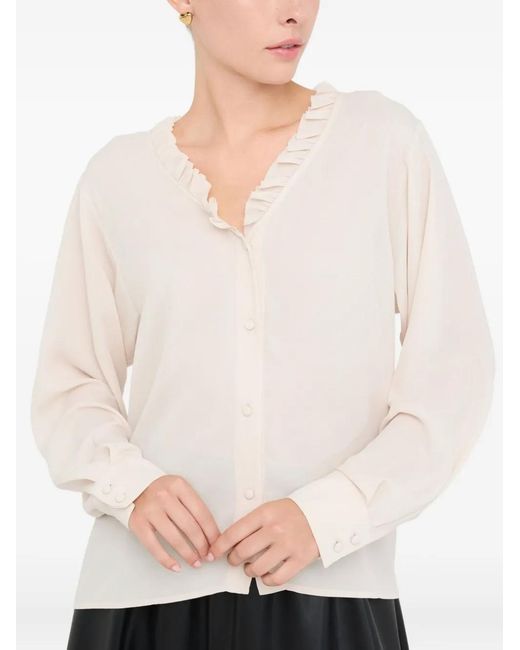 Liu Jo White Better Ruffled Georgette Shirt