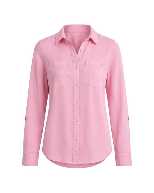 DKNY Pink Logo-Embroidered Chest-Pocket Shirt